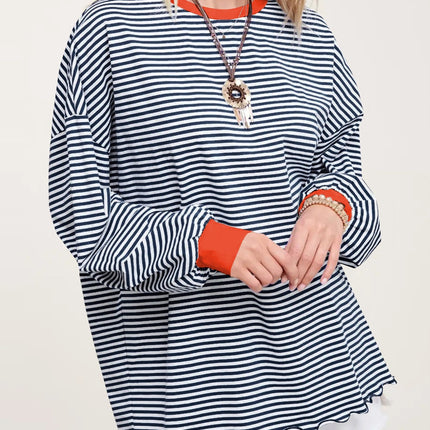 Contrast Striped Long Sleeve Sweatshirt