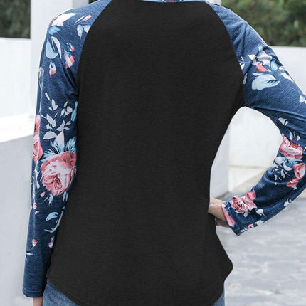 V-Neck Floral Long Sleeve T-Shirt