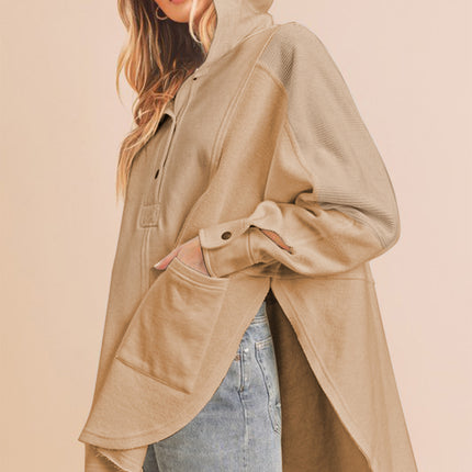 Aemi+Co Slit Half Snap Oversize Hoodie