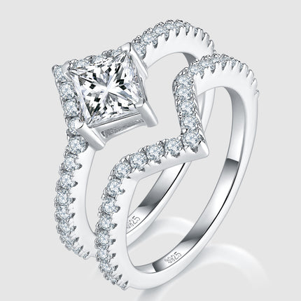 1 Carat Moissanite 925 Sterling Silver Double Layered Ring