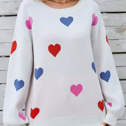 Angel Wings Heart Round Neck Long Sleeve Sweater