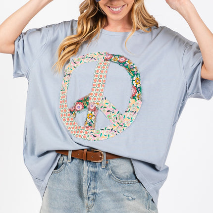 SAGE + FIG Peace Sign Round Neck Half Sleeve T-Shirt