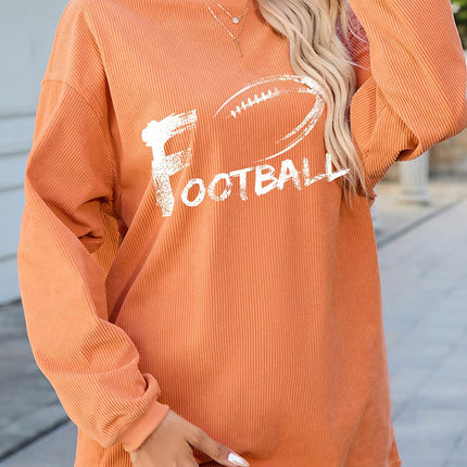 FOOTBALL Round Neck Long Sleeve Sweatshirt - Vickie Lynn's