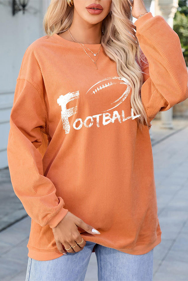 FOOTBALL Round Neck Long Sleeve Sweatshirt - Vickie Lynn's