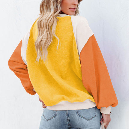 Color Block Round Neck Long Sleeve Sweatshirt