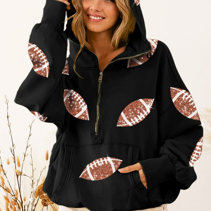 BiBi Sequin Football Half Zip Hoodie