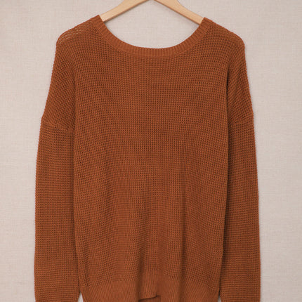 Crisscross Back Boat Neck Sweater