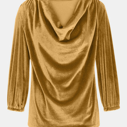 Cowl Neck Three-Quarter Sleeve Top