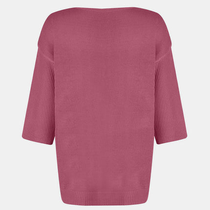 V-Neck Three-Quarter Sleeve Knit Top