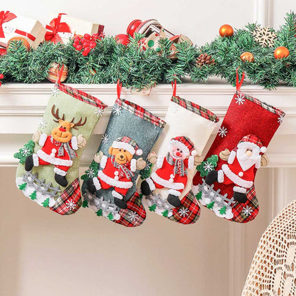 4-Pack Plaid Christmas Stockings