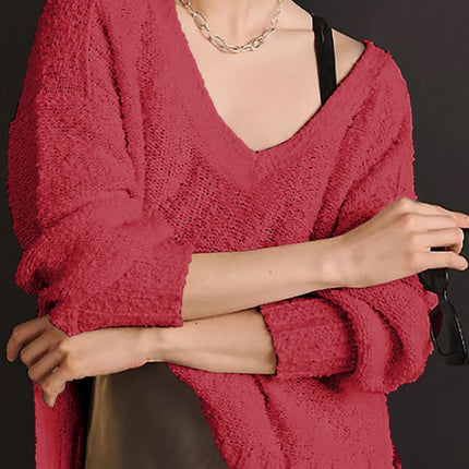 V-Neck Dropped Shoulder Sweater