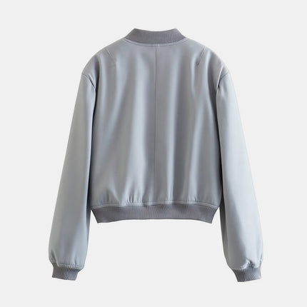 Pocketed Snap Down Baseball Collar Jacket