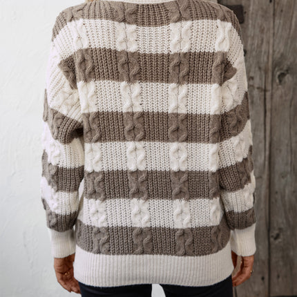 Striped Round Neck Long Sleeve Sweater