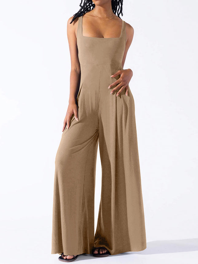 Square Neck Wide Strap Jumpsuit