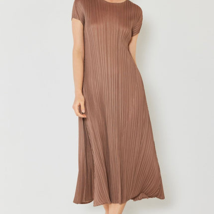 Marina West Swim Pleated Cap Sleeve A-Line Dress