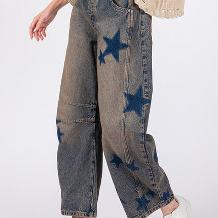 SAGE + FIG Star Wide Leg Jeans with Pockets