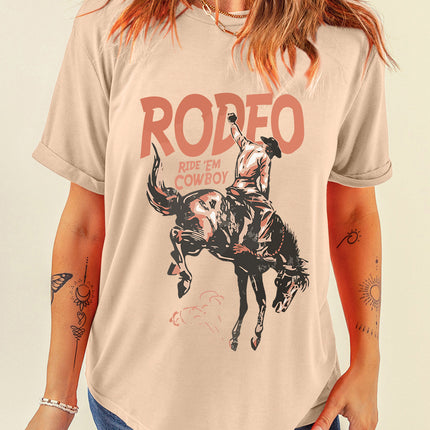 Cowboy Graphic Round Neck Short Sleeve T-Shirt - Vickie Lynn's