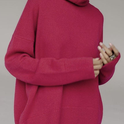 Turtleneck Drop Shoulder Long Sleeve Sweater