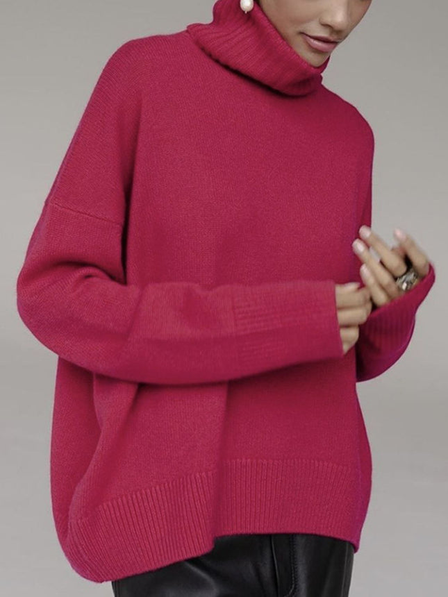 Turtleneck Drop Shoulder Long Sleeve Sweater