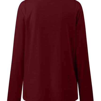 Ruched Round Neck Long Sleeve T-Shirt