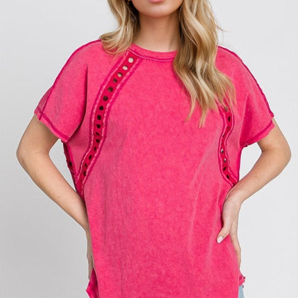 Double Take Full Size Cutout Round Neck Short Sleeve T-Shirt