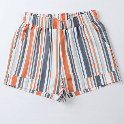 Striped Elastic Waist Shorts