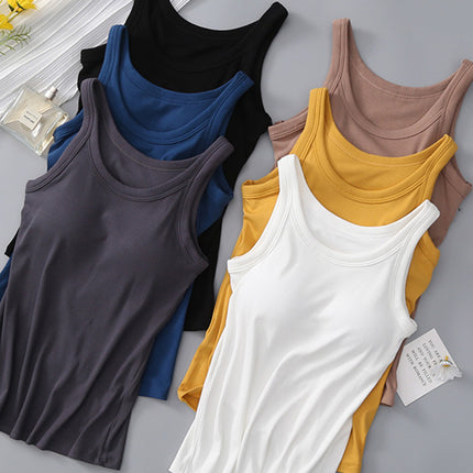 Round Neck Tank with Bra - Vickie Lynn's
