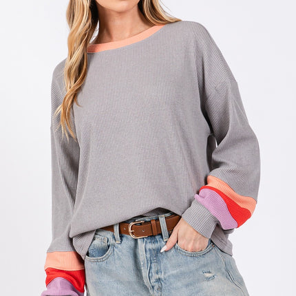 SAGE + FIG Color Block Waffle Knit T-Shirt