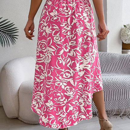 High-Low Printed High Waist Skirt