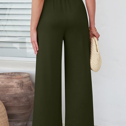 Elastic Waist Wide Leg Pants