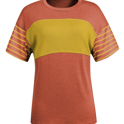 Striped Round Neck Short Sleeve T-Shirt