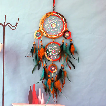 2023 New Dream catchers Retro 5 Ring Dream Catchers Home Decoration Indians Natural Stone Tree of Life Dreamcatcher Wall Hanging