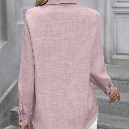 Button Up Collared Neck Long Sleeve Shirt