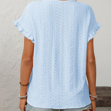 Mandy Eyelet Round Neck Short Sleeve Top