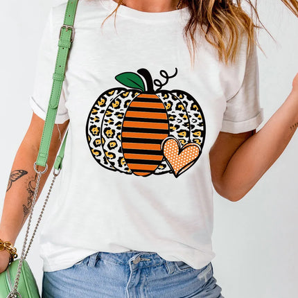 Pumpkin Graphic Round Neck Short Sleeve T-Shirt