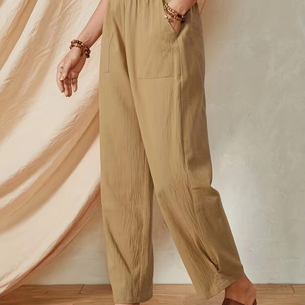 Full Size Elastic Waist Pants with Pockets