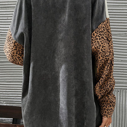 Leopard Button Up Drop Shoulder Jacket