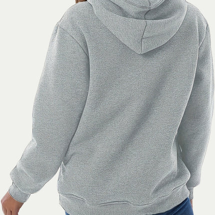 Drawstring Long Sleeve Hoodie with Kangaroo Pocket