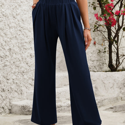 Elastic Waist Wide Leg Pants