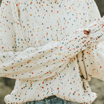 Confetti Round Neck Long Sleeve Sweater