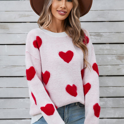 Angel Wings Heart Round Neck Long Sleeve Sweater