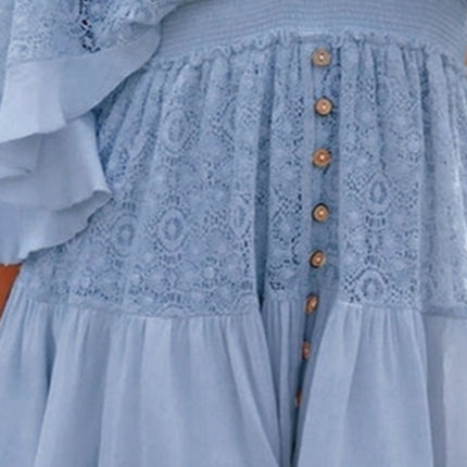 Lace Cutout Half Sleeve Mini Dress