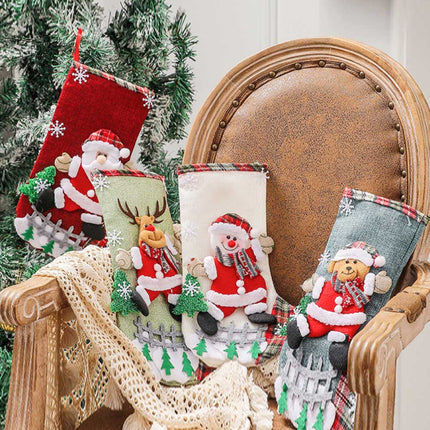 4-Pack Plaid Christmas Stockings