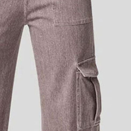 High Waist Straight Leg Cargo Jeans