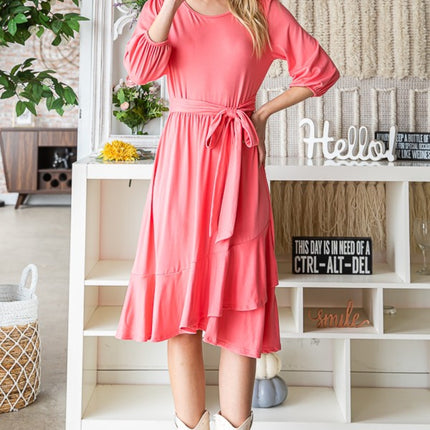 Reborn J Tie Front Ruffle Hem Dress