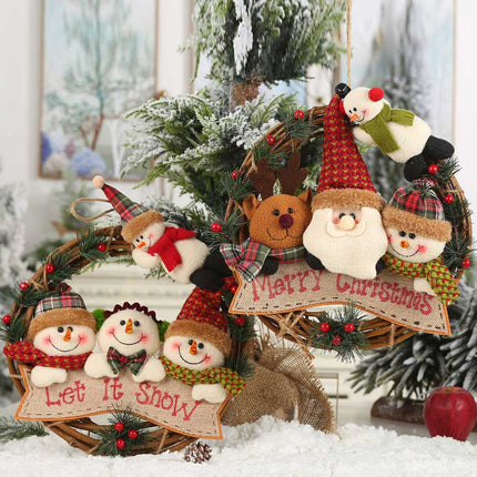 Christmas Element Rattan Wreath Ornaments