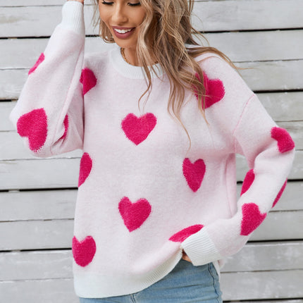 Angel Wings Heart Round Neck Long Sleeve Sweater