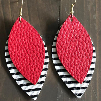 PU Leather Leaf Dangle Earrings