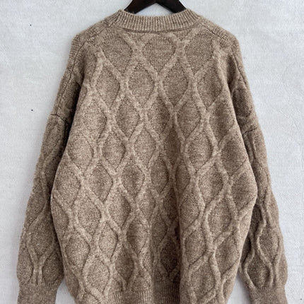 Diamond Round Neck Long Sleeve Sweater