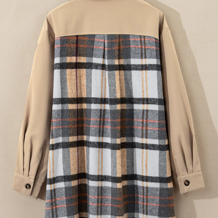 Pocketed Plaid Long Sleeve Mini Shirt Dress